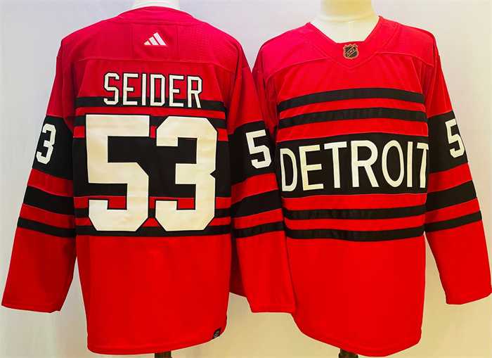Men%27s Detroit Red Wings #53 Moritz Seider Red 2022-23 Reverse Retro Stitched Jersey->detroit red wings->NHL Jersey